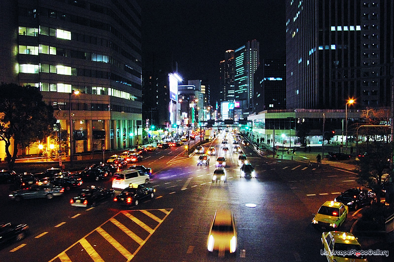 夜の梅田新道交差点 大阪府大阪市北区 Landscapephotogallery