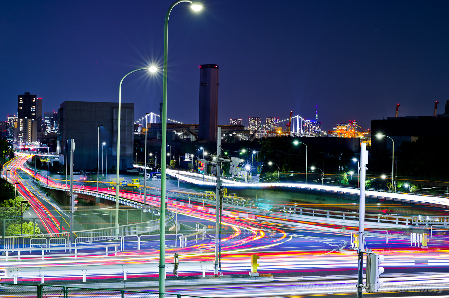 大井埠頭北部陸橋交差点夜景 東京都品川区八潮 Landscapephotogallery