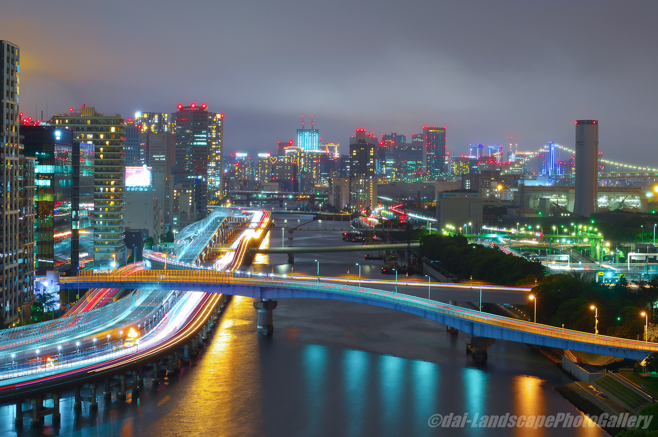 光跡と京浜運河夜景 東京都品川区 Landscapephotogallery