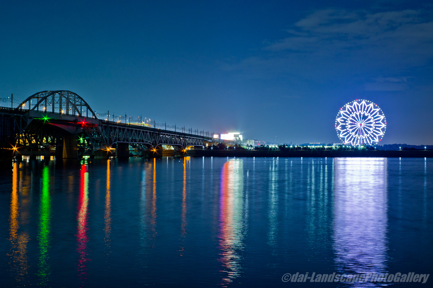 夜の荒川河口風景