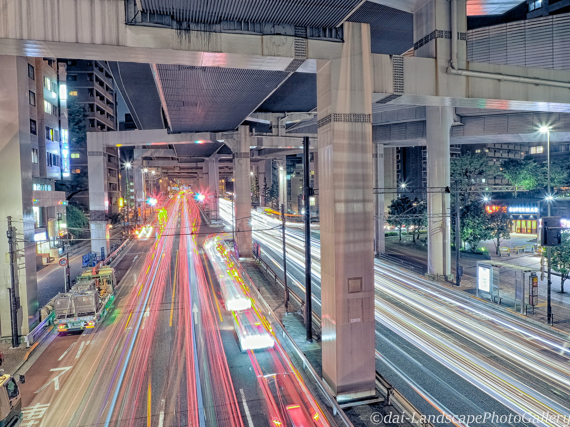 大橋ジャンクション高架下の夜景【HDRi】