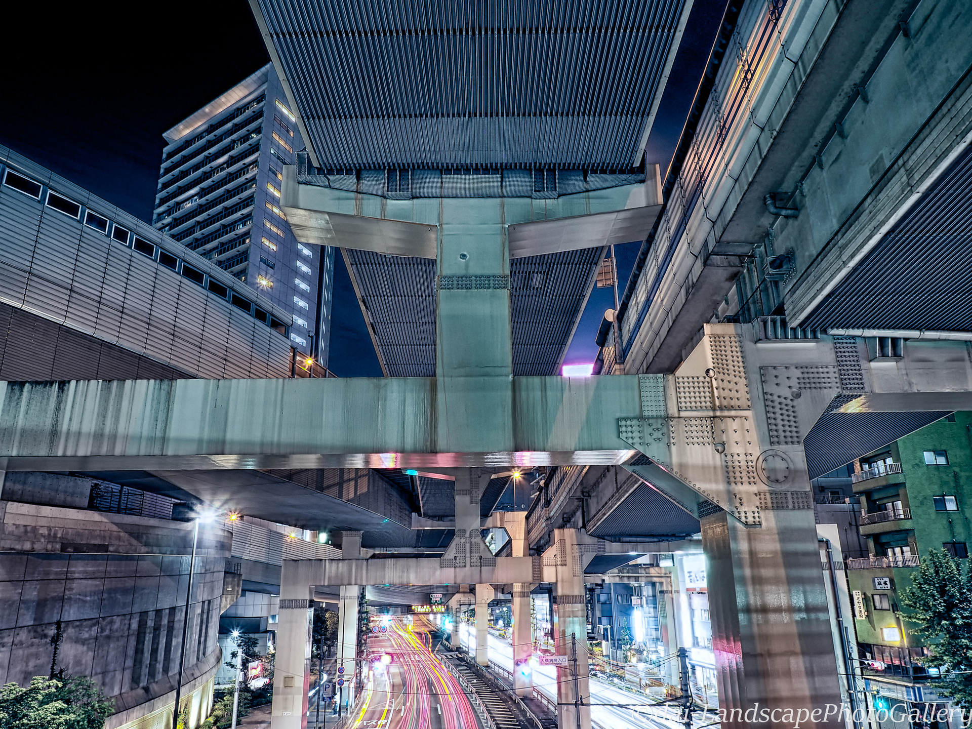 大橋ジャンクション高架下の夜景【HDRi】