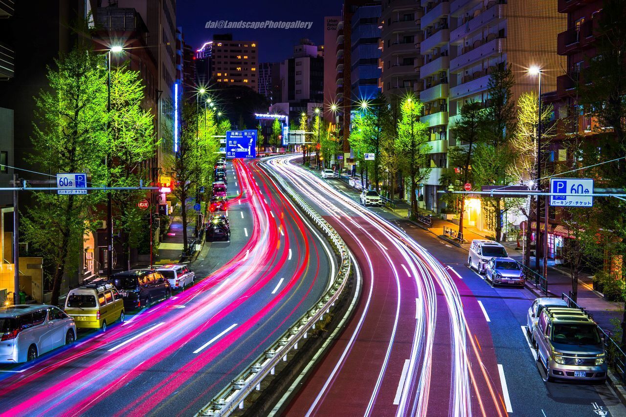 駒沢通り 新道坂の光跡